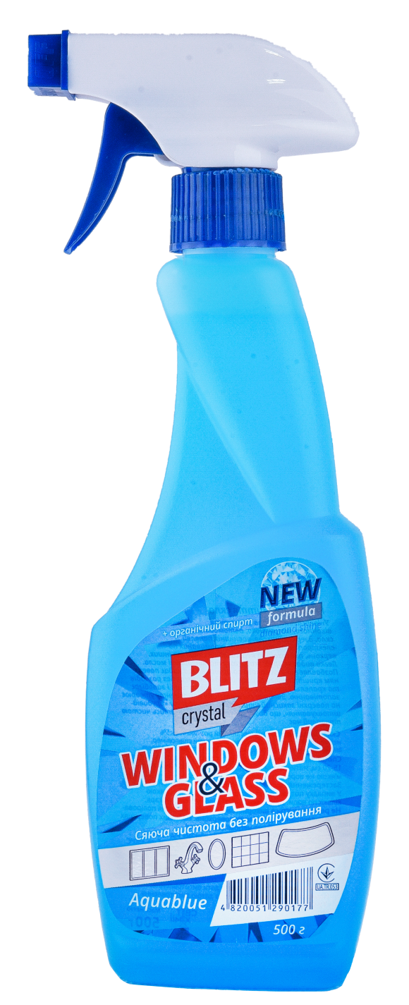 Засіб для миття скла "BLITZ " Aquablue ЕСО ТМ ЛЕОХІМ Упаковка з розпилювачем/Об'єм 500мл з розпилювачем